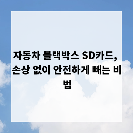 자동차 블랙박스 SD카드, 손상 없이 안전하게 빼는 비법