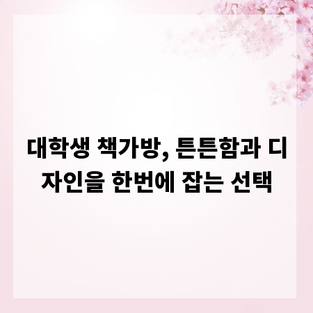대학생 책가방, 튼튼함과 디자인을 한번에 잡는 선택
