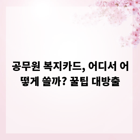 공무원 복지카드, 어디서 어떻게 쓸까? 꿀팁 대방출