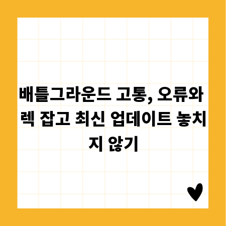 배틀그라운드 고통, 오류와 렉 잡고 최신 업데이트 놓치지 않기