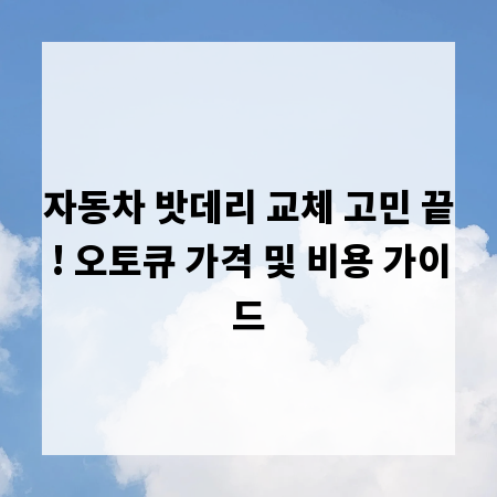 자동차 밧데리 교체 고민 끝! 오토큐 가격 및 비용 가이드