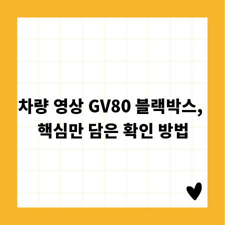 차량 영상 GV80 블랙박스, 핵심만 담은 확인 방법