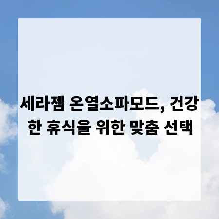 세라젬 온열소파모드, 건강한 휴식을 위한 맞춤 선택