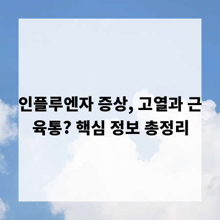 인플루엔자 증상, 고열과 근육통? 핵심 정보 총정리