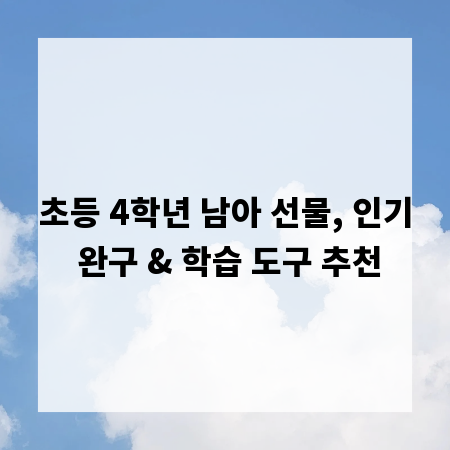 초등 4학년 남아 선물, 인기 완구 & 학습 도구 추천