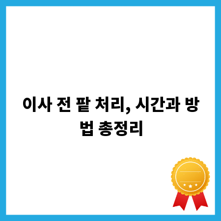 이사 전 팥 처리, 시간과 방법 총정리