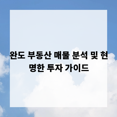 완도 부동산 매물 분석 및 현명한 투자 가이드