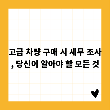고급 차량 구매 시 세무 조사, 당신이 알아야 할 모든 것