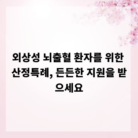 외상성 뇌출혈 환자를 위한 산정특례, 든든한 지원을 받으세요
