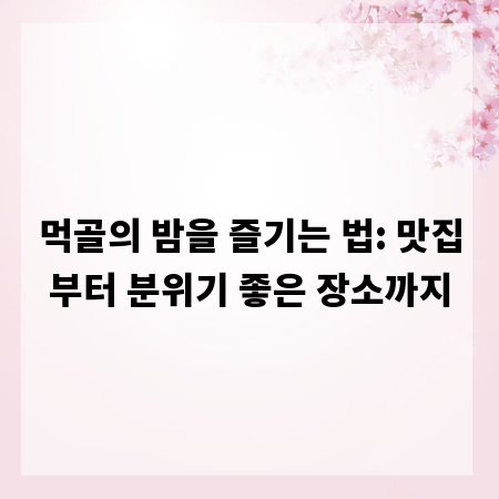 먹골의 밤을 즐기는 법: 맛집부터 분위기 좋은 장소까지