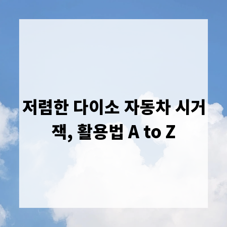 저렴한 다이소 자동차 시거잭, 활용법 A to Z
