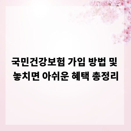 국민건강보험 가입 방법 및 놓치면 아쉬운 혜택 총정리