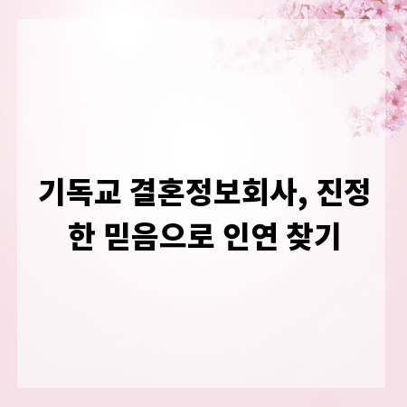 기독교 결혼정보회사, 진정한 믿음으로 인연 찾기
