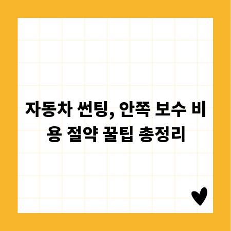 자동차 썬팅, 안쪽 보수 비용 절약 꿀팁 총정리