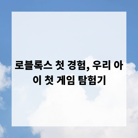 로블록스 첫 경험, 우리 아이 첫 게임 탐험기