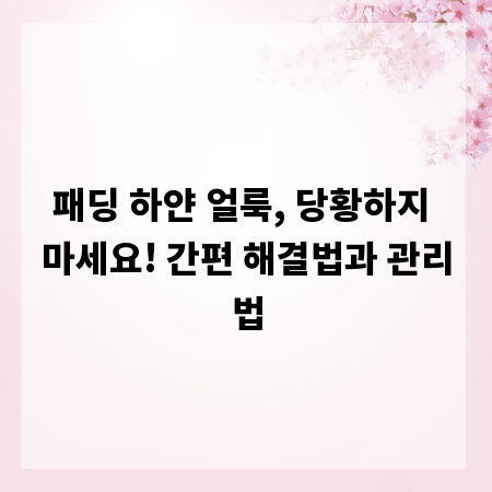 패딩 하얀 얼룩, 당황하지 마세요! 간편 해결법과 관리법