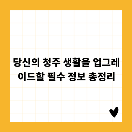 당신의 청주 생활을 업그레이드할 필수 정보 총정리