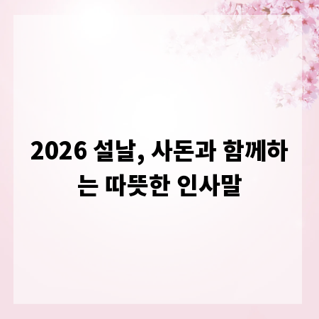 2026 설날, 사돈과 함께하는 따뜻한 인사말