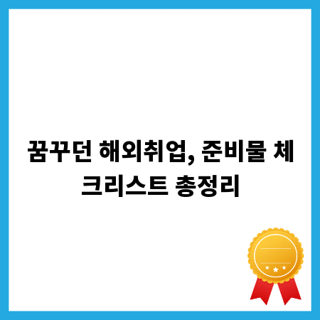 꿈꾸던 해외취업, 준비물 체크리스트 총정리
