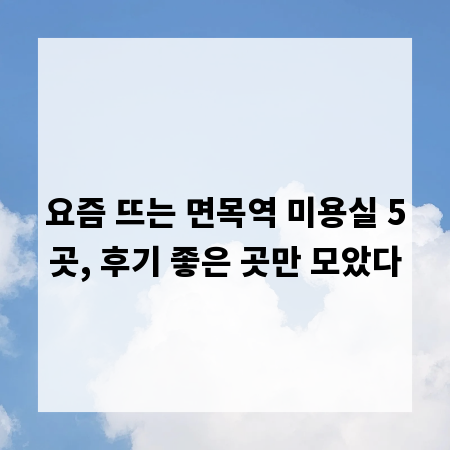 요즘 뜨는 면목역 미용실 5곳, 후기 좋은 곳만 모았다
