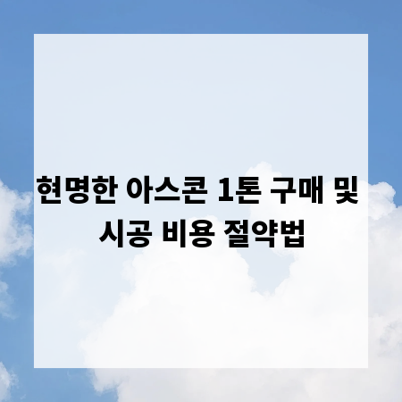 현명한 아스콘 1톤 구매 및 시공 비용 절약법