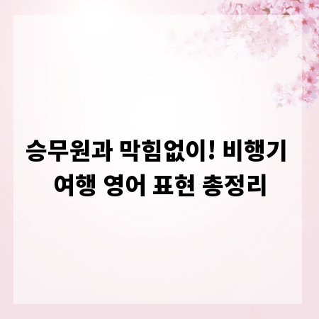 승무원과 막힘없이! 비행기 여행 영어 표현 총정리