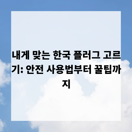 내게 맞는 한국 플러그 고르기: 안전 사용법부터 꿀팁까지