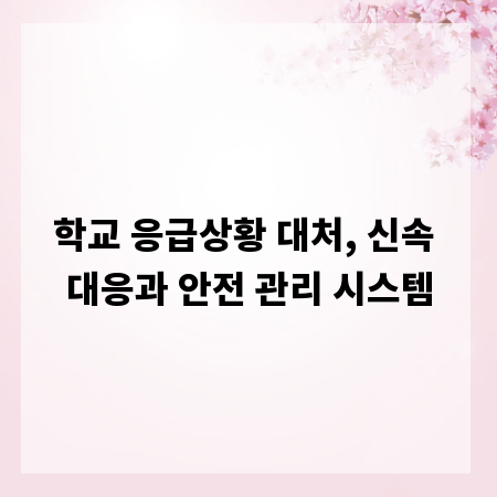 학교 응급상황 대처, 신속 대응과 안전 관리 시스템