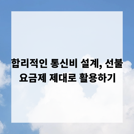 합리적인 통신비 설계, 선불요금제 제대로 활용하기