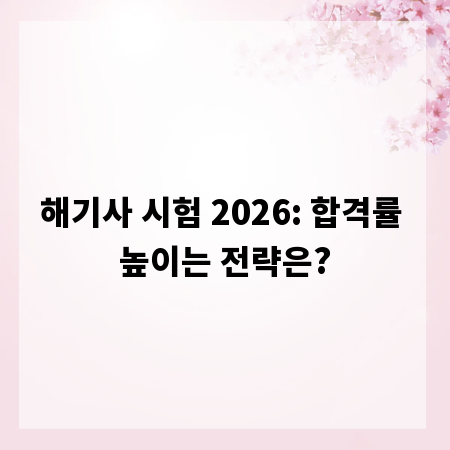 해기사 시험 2026: 합격률 높이는 전략은?