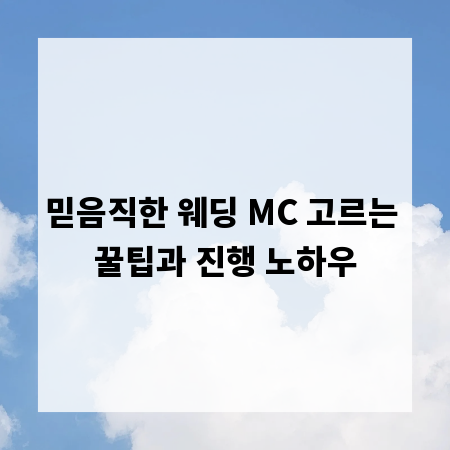 믿음직한 웨딩 MC 고르는 꿀팁과 진행 노하우