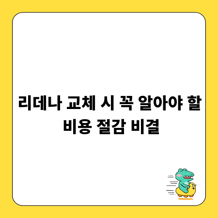 리데나 교체 시 꼭 알아야 할 비용 절감 비결
