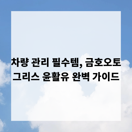 차량 관리 필수템, 금호오토그리스 윤활유 완벽 가이드