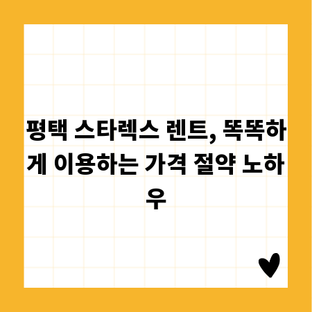 평택 스타렉스 렌트, 똑똑하게 이용하는 가격 절약 노하우