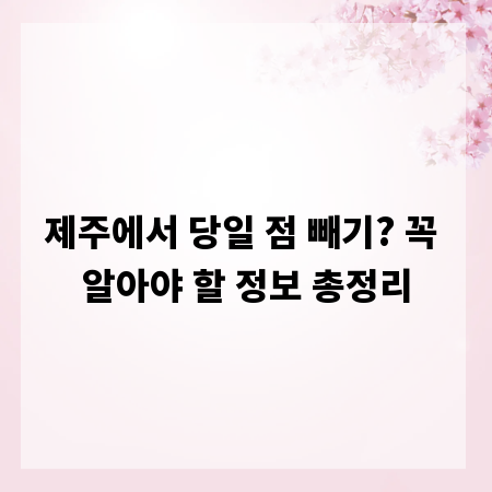 제주에서 당일 점 빼기? 꼭 알아야 할 정보 총정리