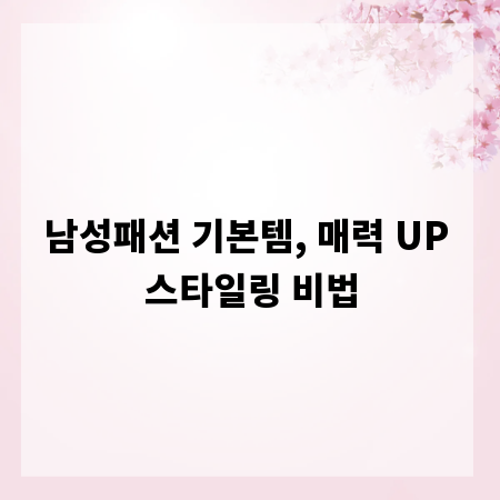 남성패션 기본템, 매력 UP 스타일링 비법