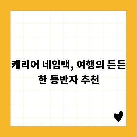 캐리어 네임택, 여행의 든든한 동반자 추천