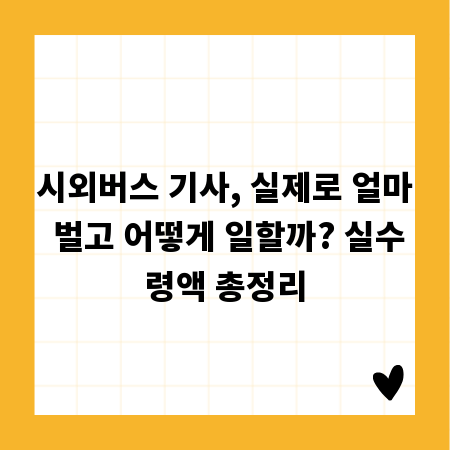 시외버스 기사, 실제로 얼마 벌고 어떻게 일할까? 실수령액 총정리