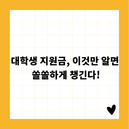 대학생 지원금, 이것만 알면 쏠쏠하게 챙긴다!