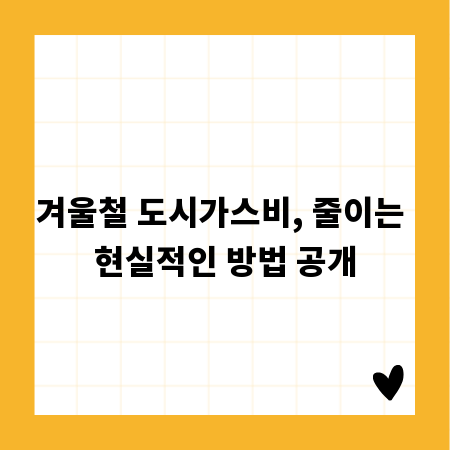 겨울철 도시가스비, 줄이는 현실적인 방법 공개
