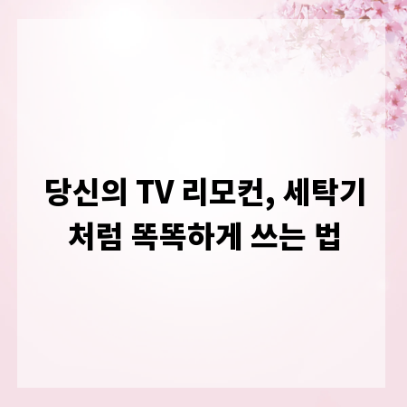 당신의 TV 리모컨, 세탁기처럼 똑똑하게 쓰는 법