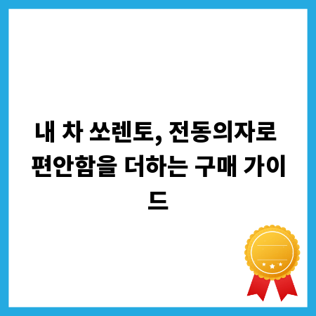 내 차 쏘렌토, 전동의자로 편안함을 더하는 구매 가이드