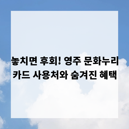 놓치면 후회! 영주 문화누리카드 사용처와 숨겨진 혜택
