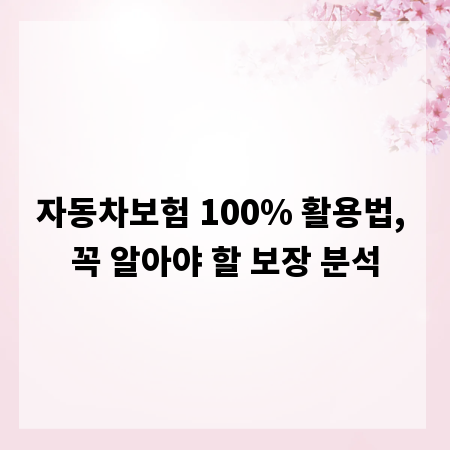 자동차보험 100% 활용법, 꼭 알아야 할 보장 분석