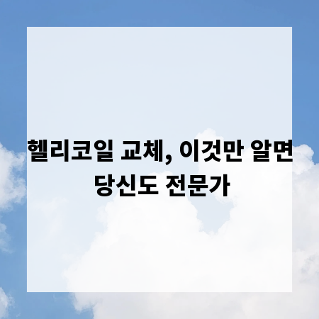 헬리코일 교체, 이것만 알면 당신도 전문가