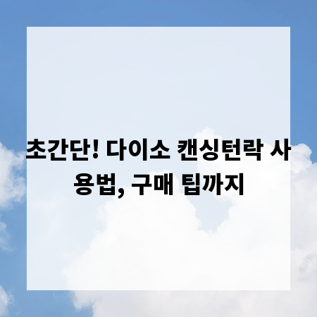 초간단! 다이소 캔싱턴락 사용법, 구매 팁까지