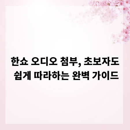 한쇼 오디오 첨부, 초보자도 쉽게 따라하는 완벽 가이드