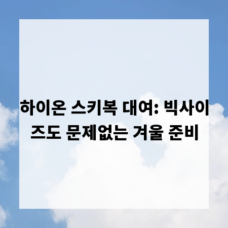 하이온 스키복 대여: 빅사이즈도 문제없는 겨울 준비