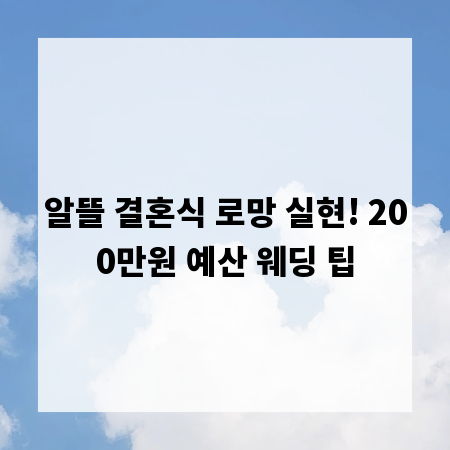 알뜰 결혼식 로망 실현! 200만원 예산 웨딩 팁
