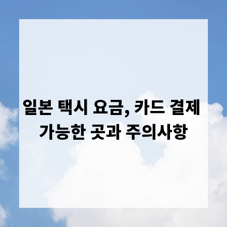 일본 택시 요금, 카드 결제 가능한 곳과 주의사항